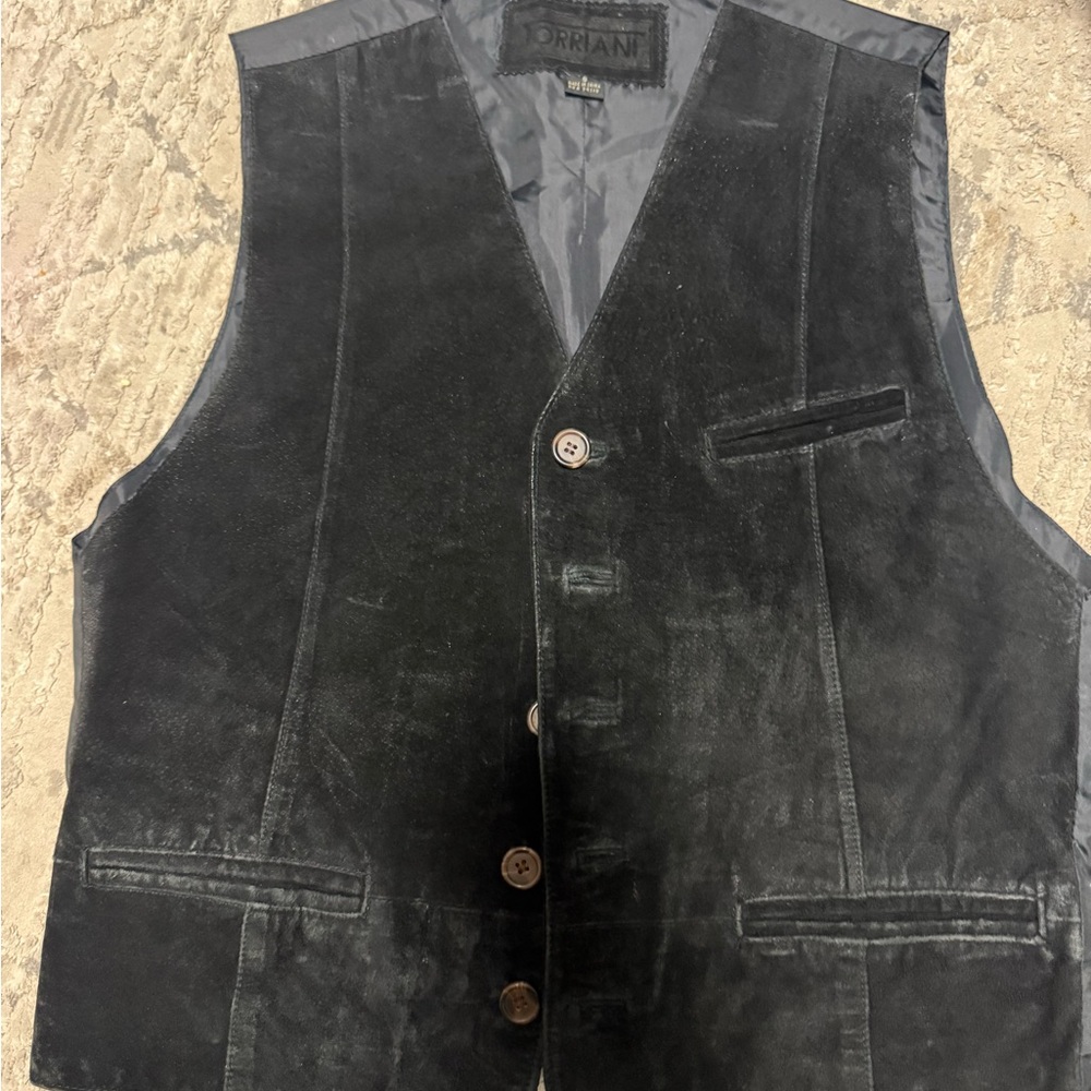 Black Leather Vest by Dorian